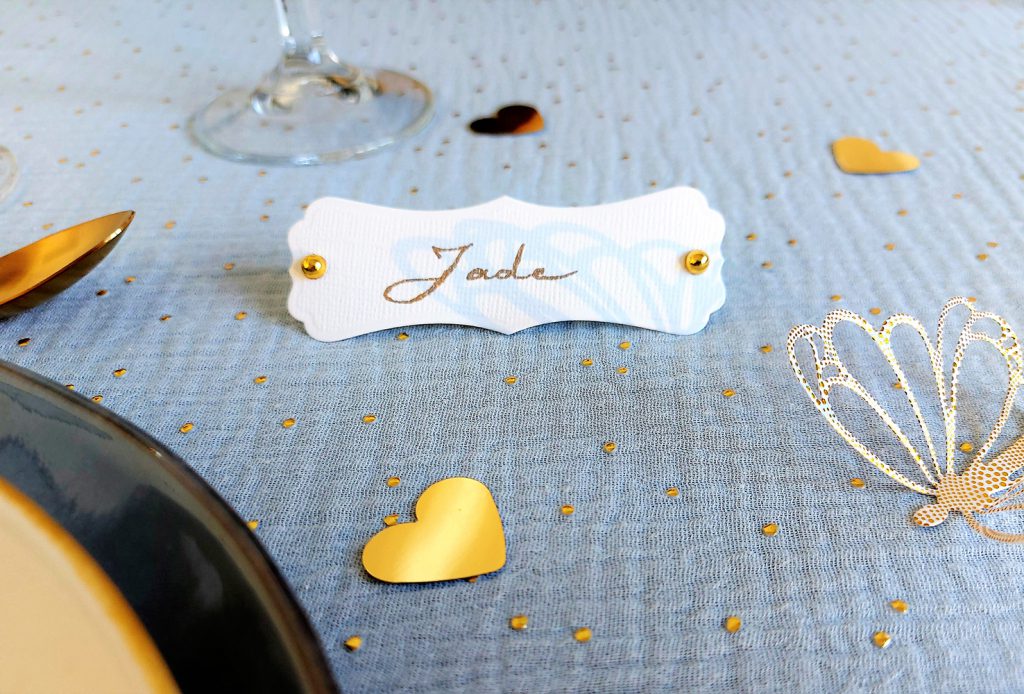 table mariage or papillons